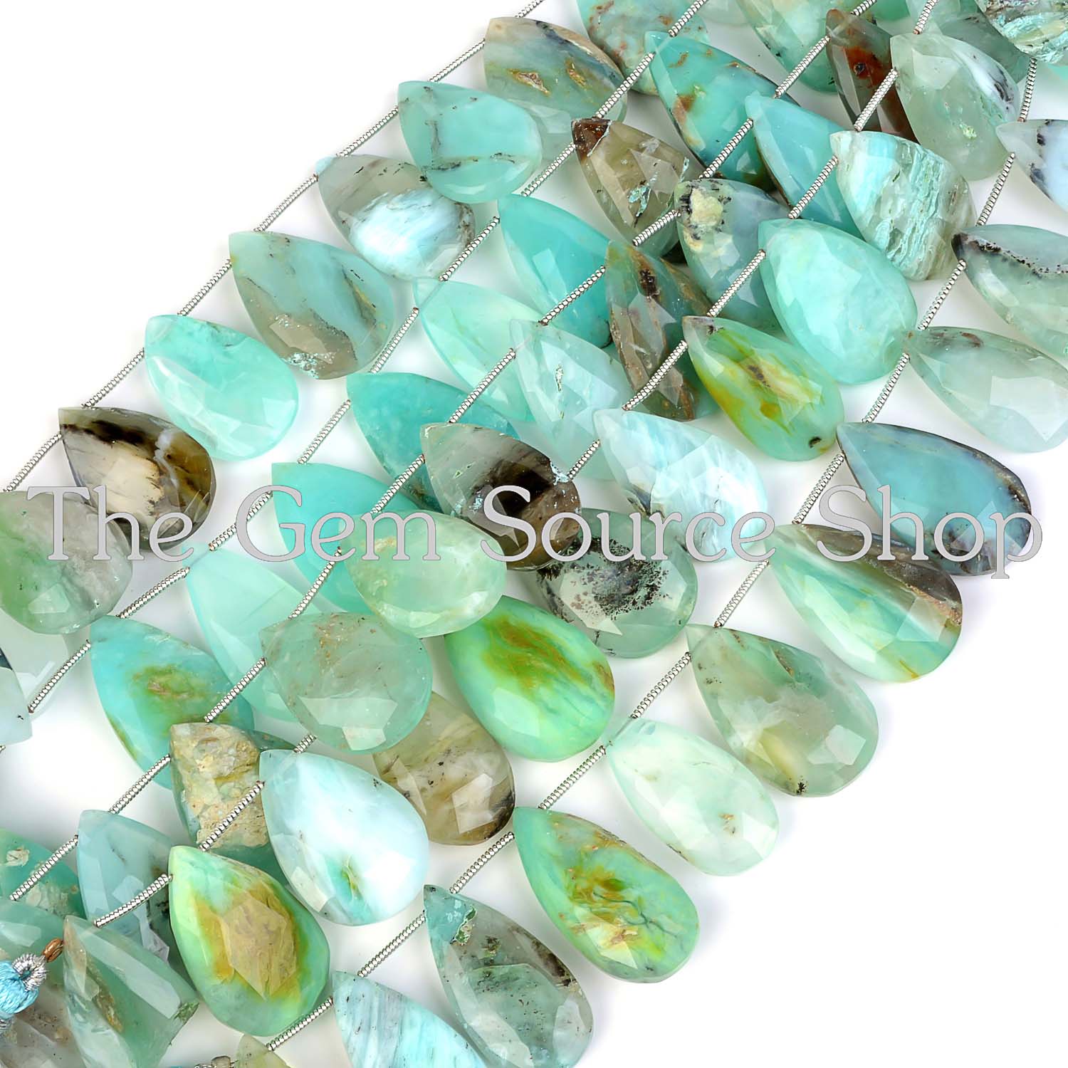 Peruvian Opal Beads, Faceted Pear Shape Beads, Side Drill Pear Beads, Opal Faceted Beads