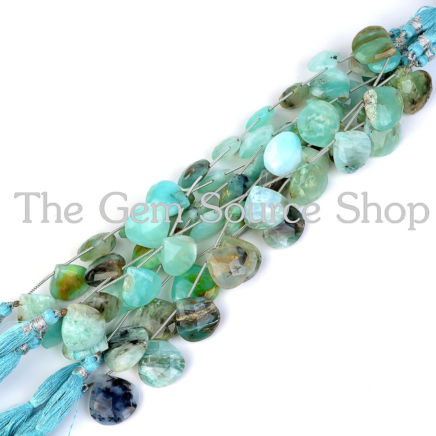 Natural Peruvian Opal Beads, Opal Faceted Beads, Opal Heart Shape Beads, Side Drill Heart Beads