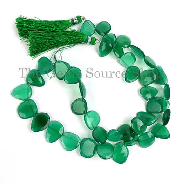 Green Onyx Beads, Faceted Table Cut Beads, Green Onyx Nugget Beads, Gemstone Beads