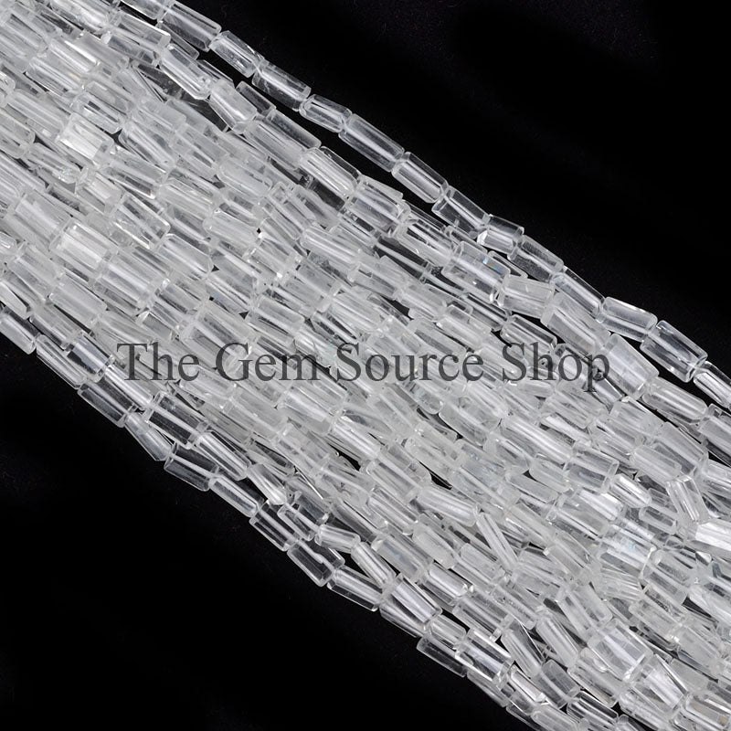 Rock Crystal Beads, Rock Crystal Faceted Beads, Crystal Long Square Shape Beads