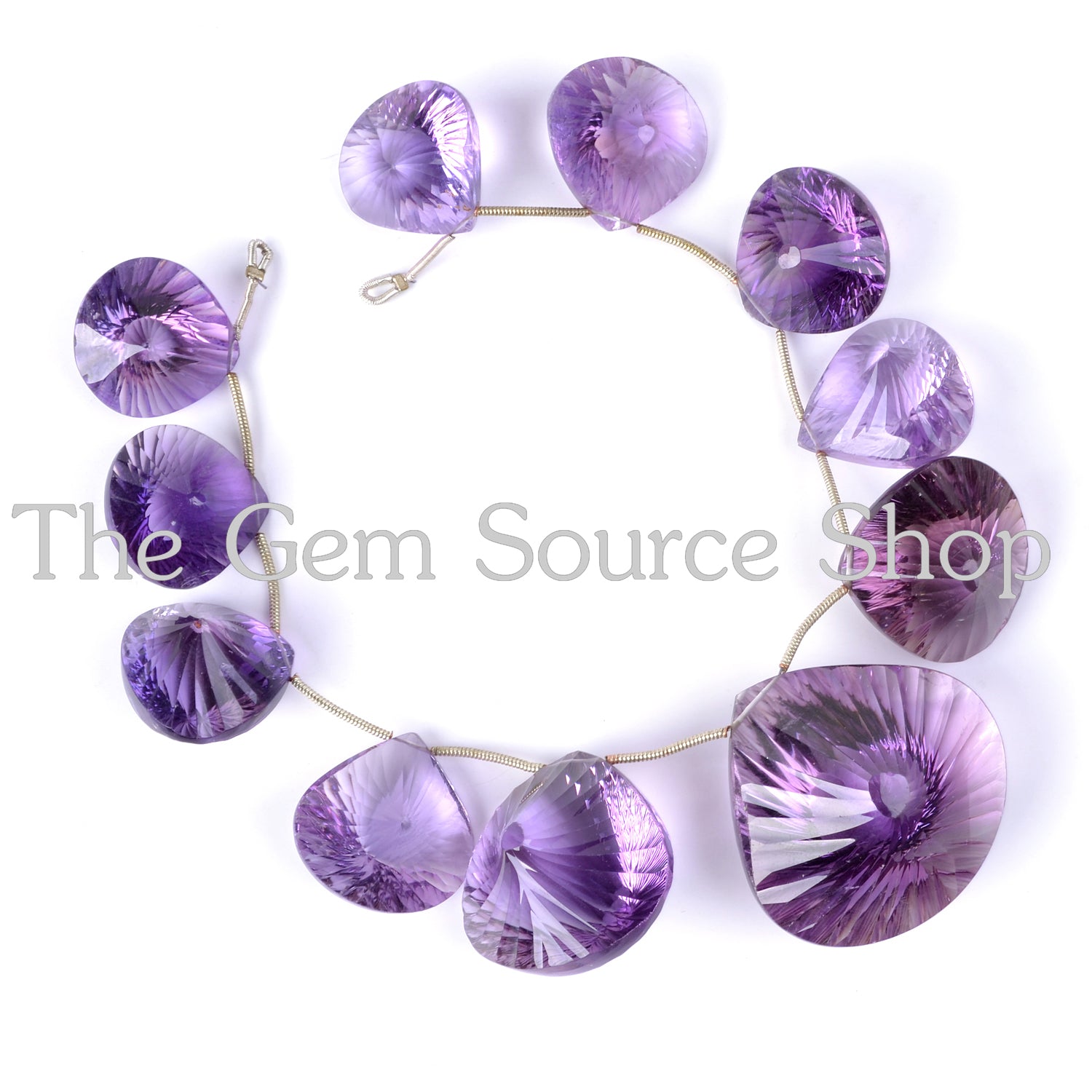 Natural Amethyst Beads, Amethyst Concave Cut Beads, Amethyst Heart Shape Beads, AAA Quality