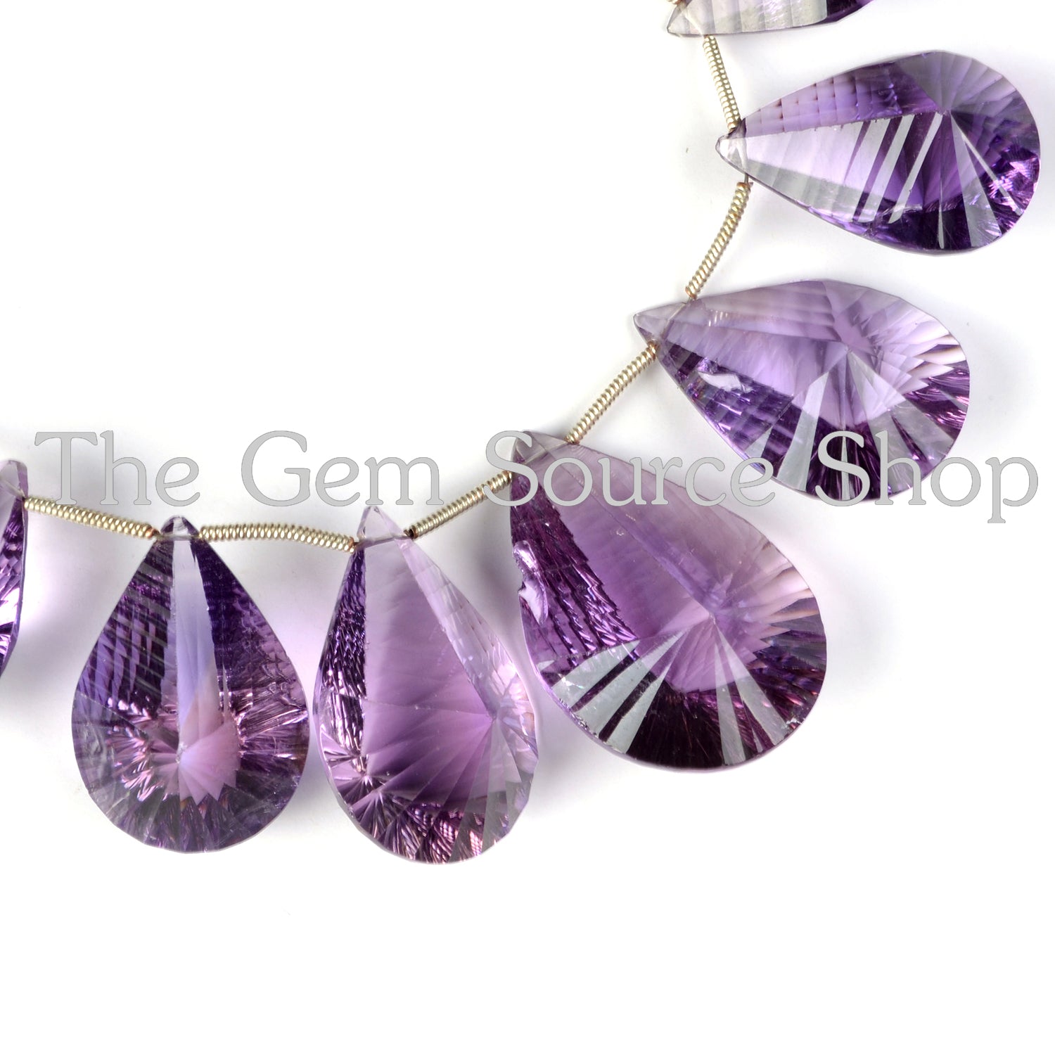 Natural Amethyst Concave Pear Shape Beads TGS-2034