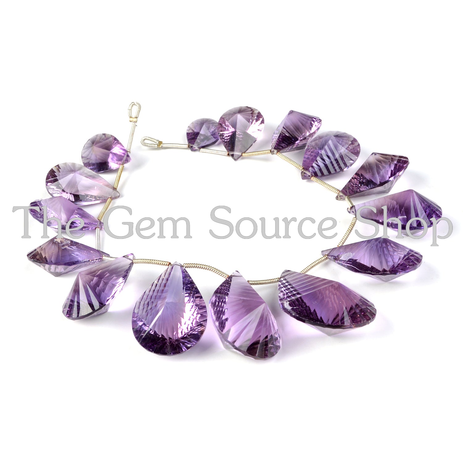 Natural Amethyst Concave Pear Shape Beads TGS-2034
