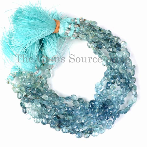 Natural Aquamarine Faceted Heart Beads TGS-2035
