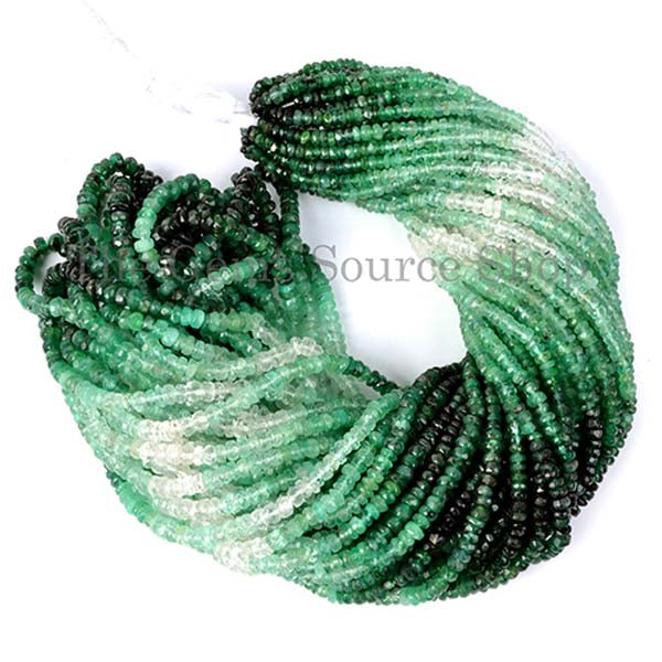 Shaded Emerald Faceted Rondelle Shape Beads TGS-2056