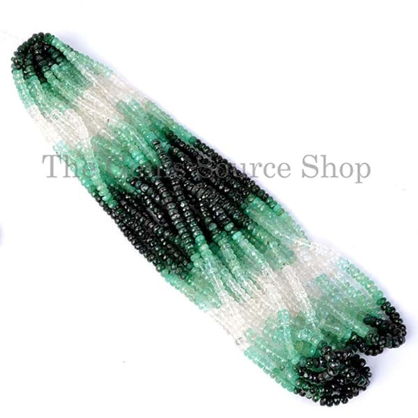 Emerald Shaded Beads, Emerald Faceted Beads, Emerald Rondelle Shape Beads, Wholesale Beads