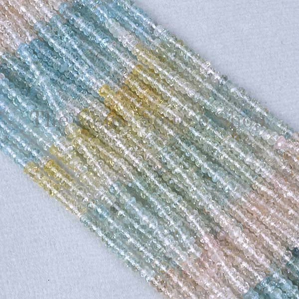 3-4mm Aquamarine Shaded Faceted Rondelle Shape Beads TGS-2069