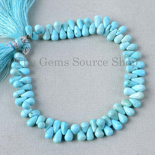 Natural Arizona Turquoise Beads, Turquoise Smooth Drop Beads, Plain Turquoise Gemstone Beads