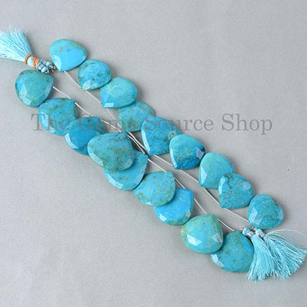 Natural Arizona Turquoise Faceted Heart Shape Beads TGS-2081