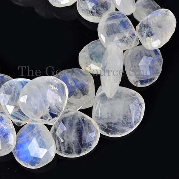 Natural Rainbow Moonstone Faceted Heart Shape Beads TGS-2084