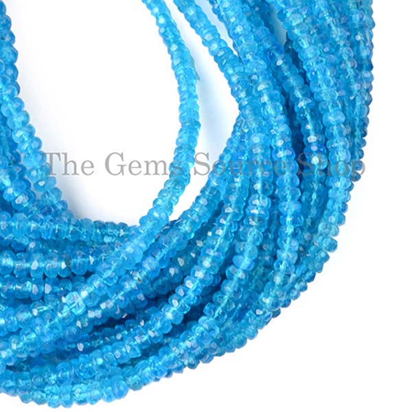 Natural Apatite Faceted Rondelle Shape Beads TGS-2093