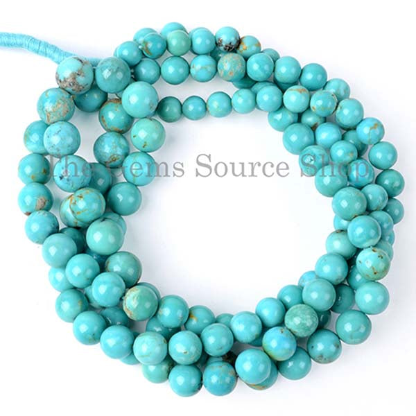 7-9mm Natural Arizona Turquoise Smooth Round Shape Beads TGS-2095
