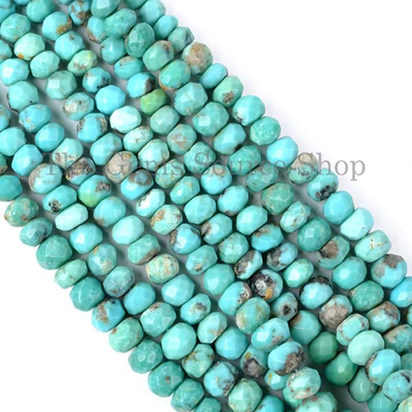 Natural Arizona Turquoise Faceted Rondelle Shape Beads TGS-2096