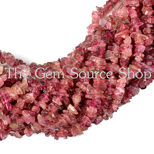 Pink Tourmaline Smooth Chip Uncut Gemstone Beads TGS-2103