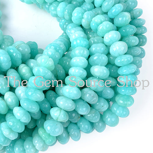 Amazonite Carving Rondelle Shape Jewelry Making Beads TGS-2107