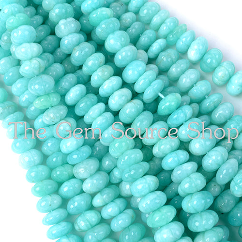 Amazonite Carving Rondelle Shape Jewelry Making Beads TGS-2107