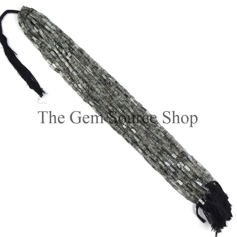 Black Rutile Smooth Long Square Shape Gemstone Beads TGS-0210