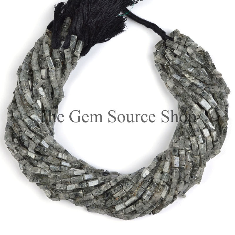 Black Rutile Smooth Long Square Shape Gemstone Beads TGS-0210