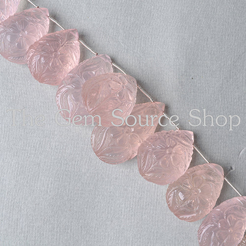 Rose Quartz Flower Carving Pear Beads Wholesale Price Beads TGS-2120