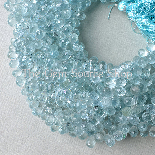 Aquamarine Faceted Tear Drop Briolette Wholesale Beads TGS-2125