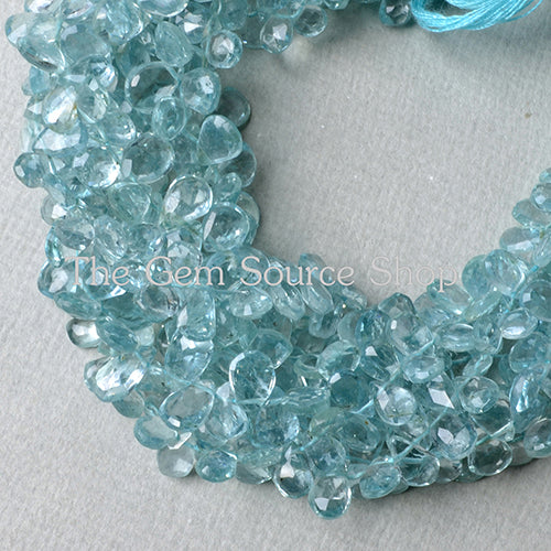Aquamarine Faceted Pear Briolette Gemstone Beads TGS-2127