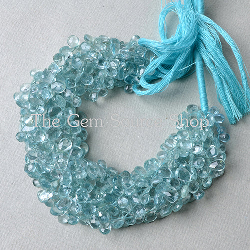 Aquamarine Faceted Pear Briolette Gemstone Beads TGS-2127