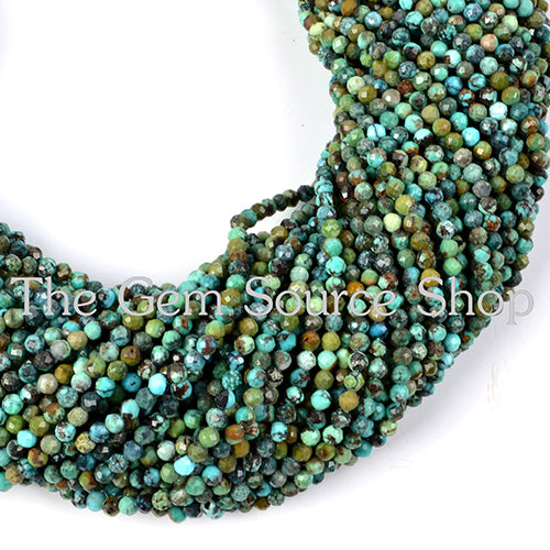 Natural Disco Arizona Turquoise Faceted Rondelle Beads TGS-2130