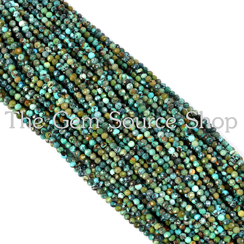 Natural Disco Arizona Turquoise Faceted Rondelle Beads TGS-2130
