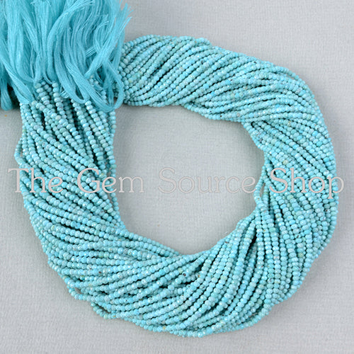 Super Top Natural Arizona Turquoise Faceted Rondelle Beads TGS-2131