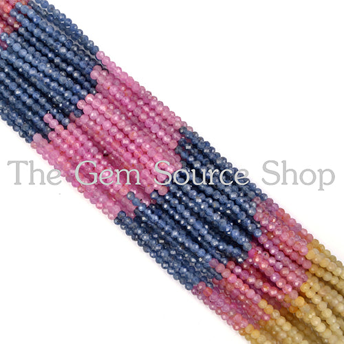 No Heat Multi Sapphire Machine Cut Rondelle Gemstone Beads TGS-2167