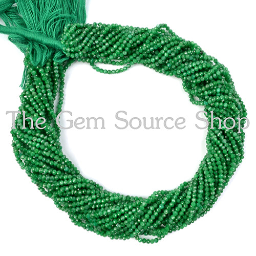 Dyed Emerald Faceted Rondelle Machine Cut Beads TGS-2168