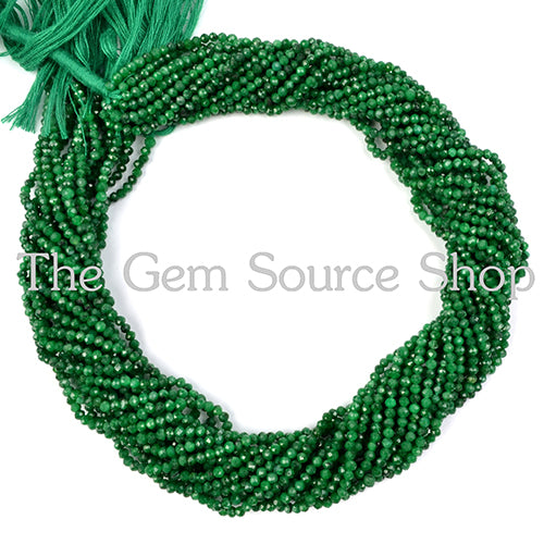 Dyed Emerald Machine Cut Faceted Rondelle Beads TGS-2169