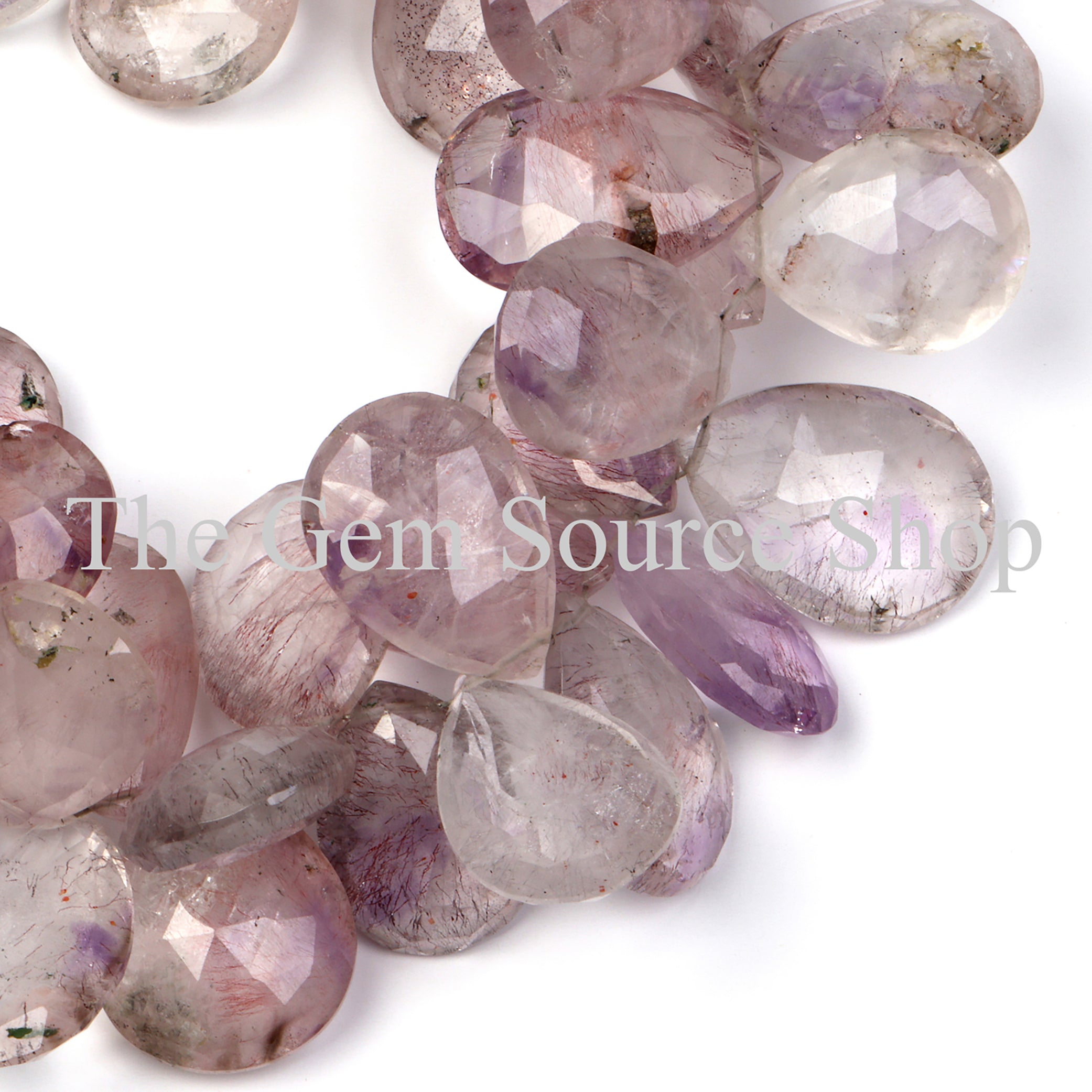 Pink Amethyst Faceted Pear Shape Gemstone Beads TGS-2185