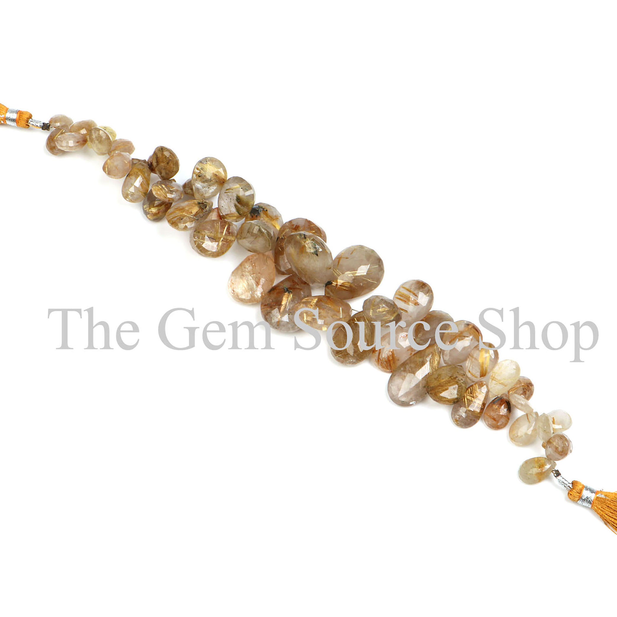 Natural Golden Rutile Beads, Golden Rutile Faceted Beads, Golden Rutile Pear Shape Beads