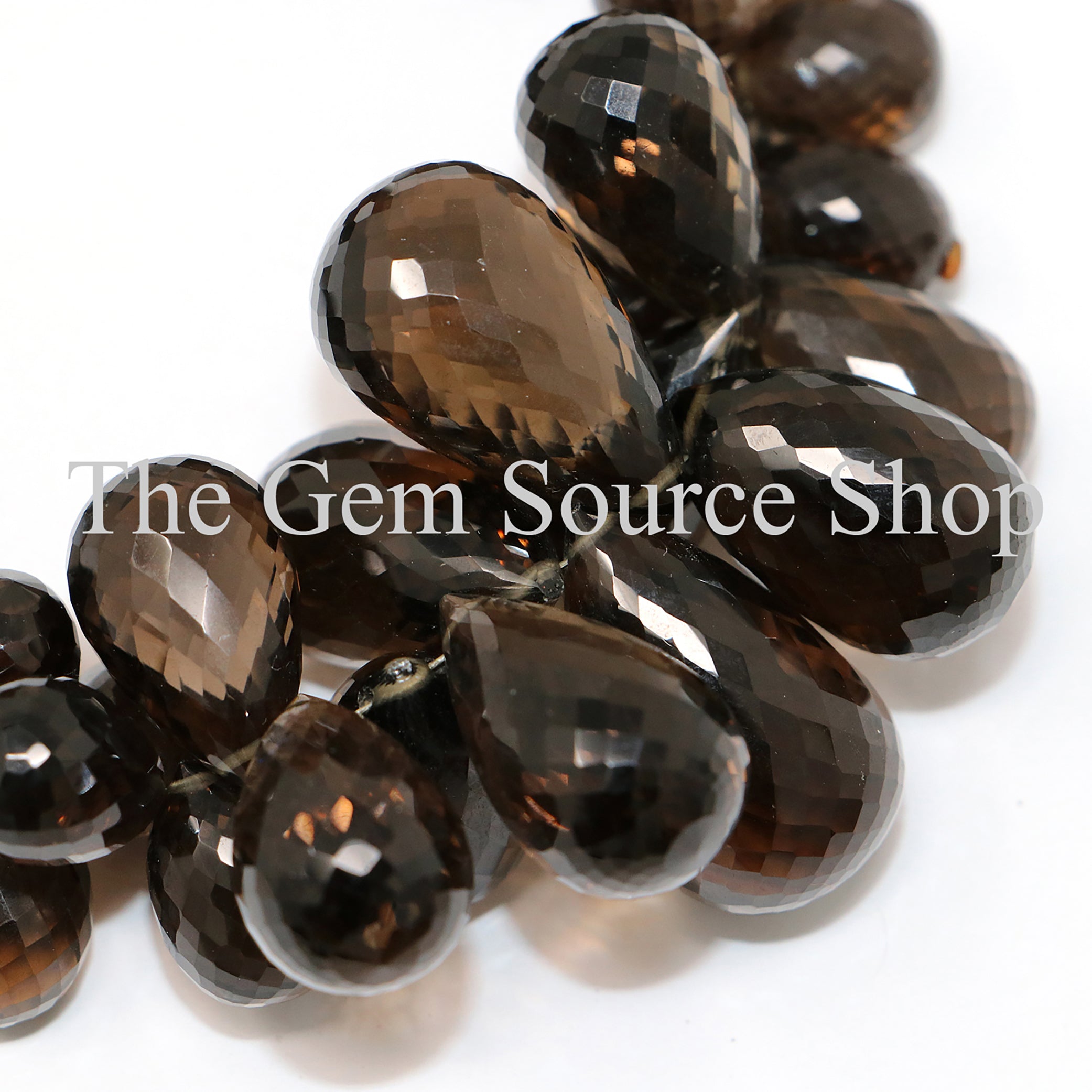 Smoky Quartz Faceted Side Drill Drop Shape Beads TGS-2193