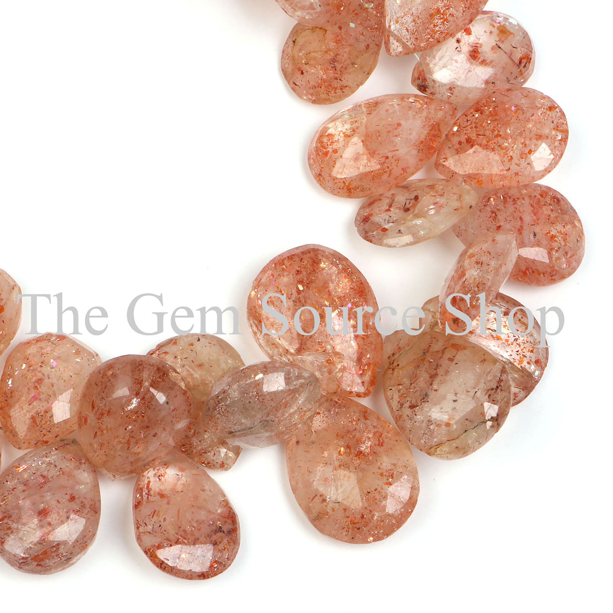 Natural Sunstone Faceted Pear Shape Beads TGS-2197