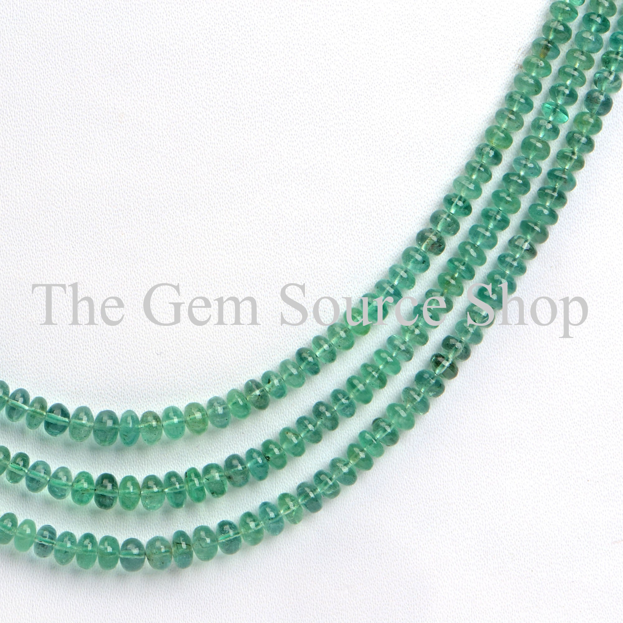 Emerald Smooth Rondelle Shape Beaded Necklace TGS-2204