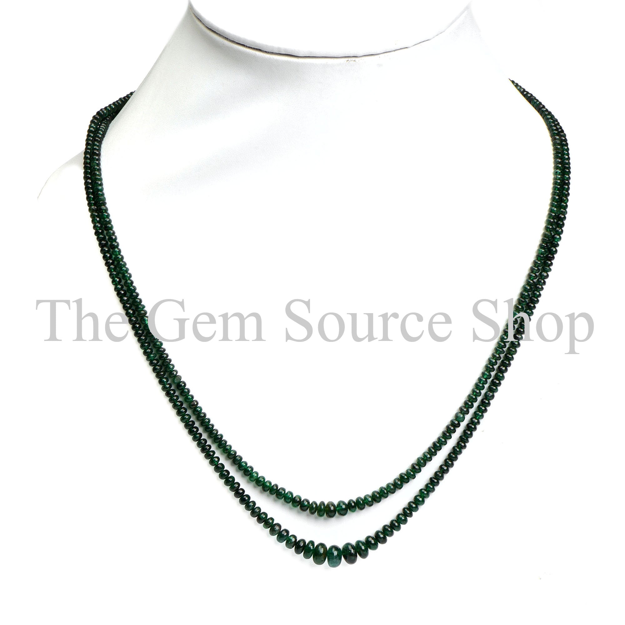 Emerald Smooth Rondelle Shape Gemstone Necklace TGS-2205