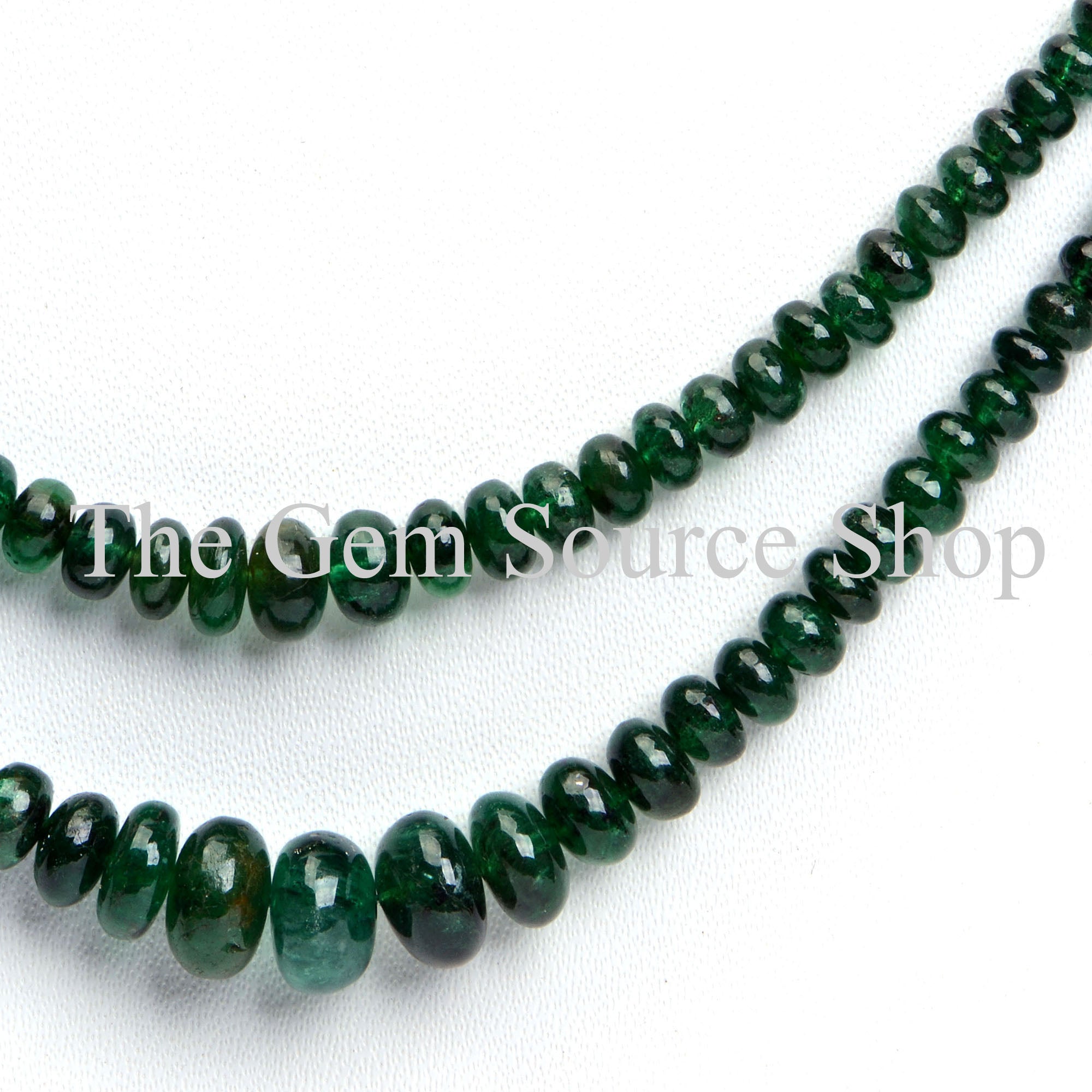 Emerald Smooth Rondelle Shape Gemstone Necklace TGS-2205