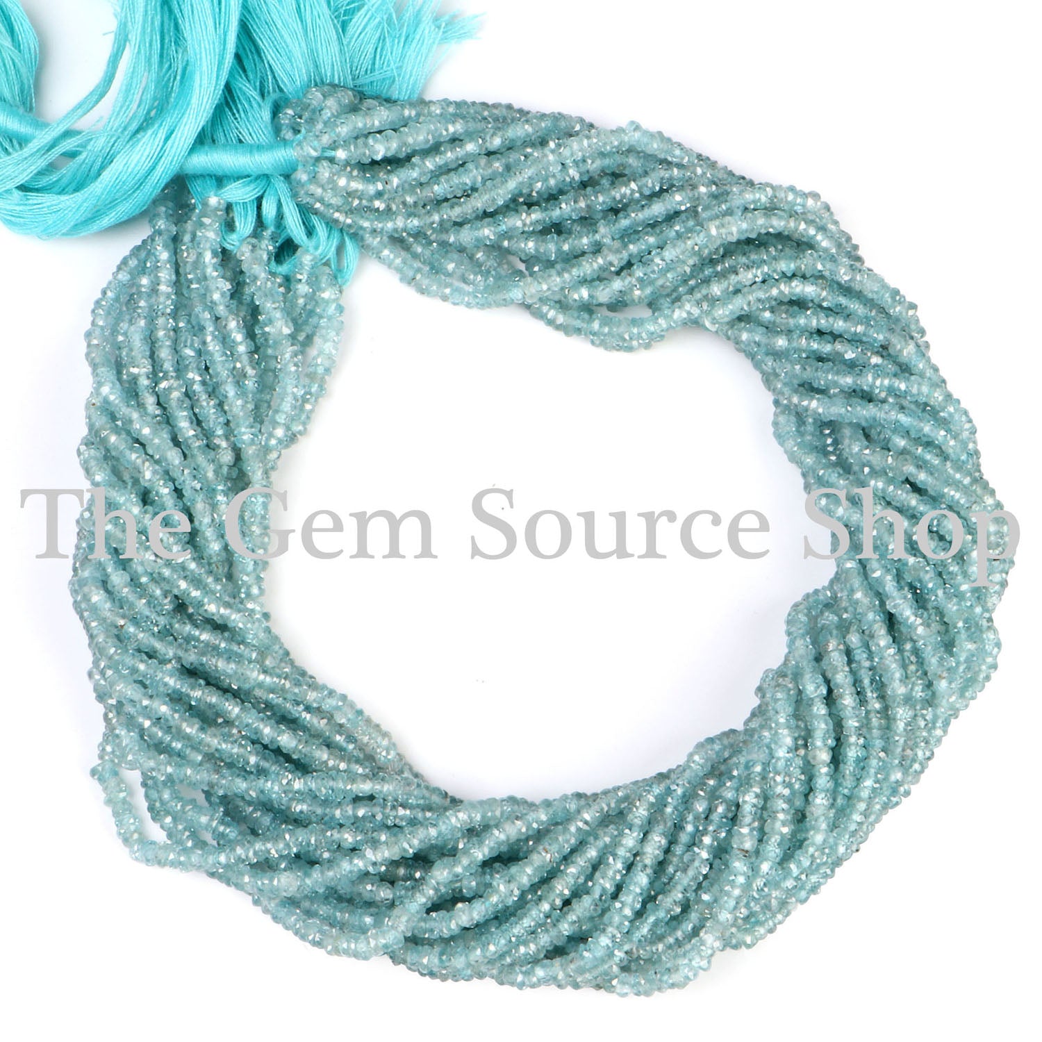 Blue Zircon Faceted Rondelle Gemstone Beads TGS-2215