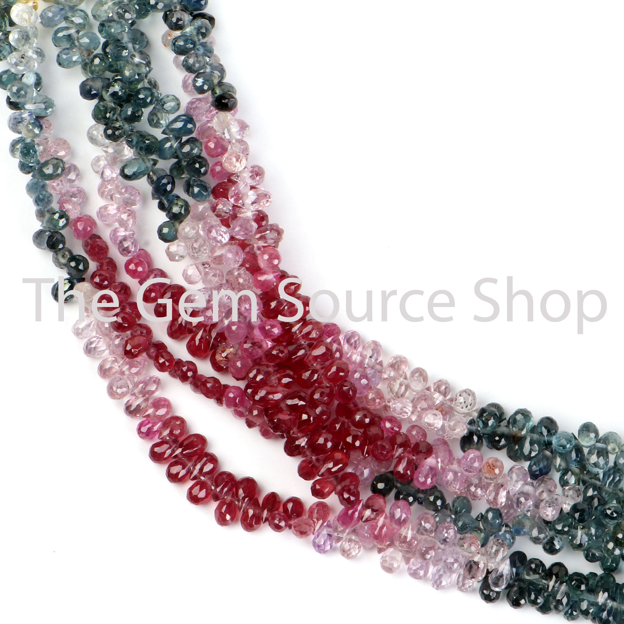 Multi Sapphire Faceted Drops Shape Gemstone Beads TGS-2218