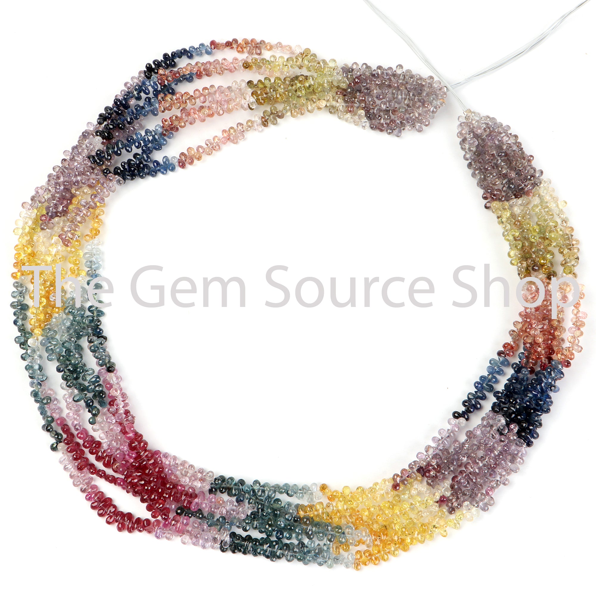Multi Sapphire Faceted Drops Shape Gemstone Beads TGS-2218