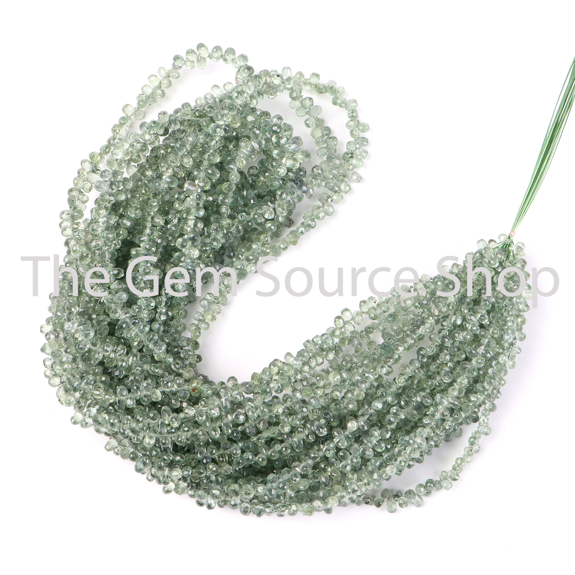 Mint Sapphire Faceted Drops Shape Beads TGS-2224