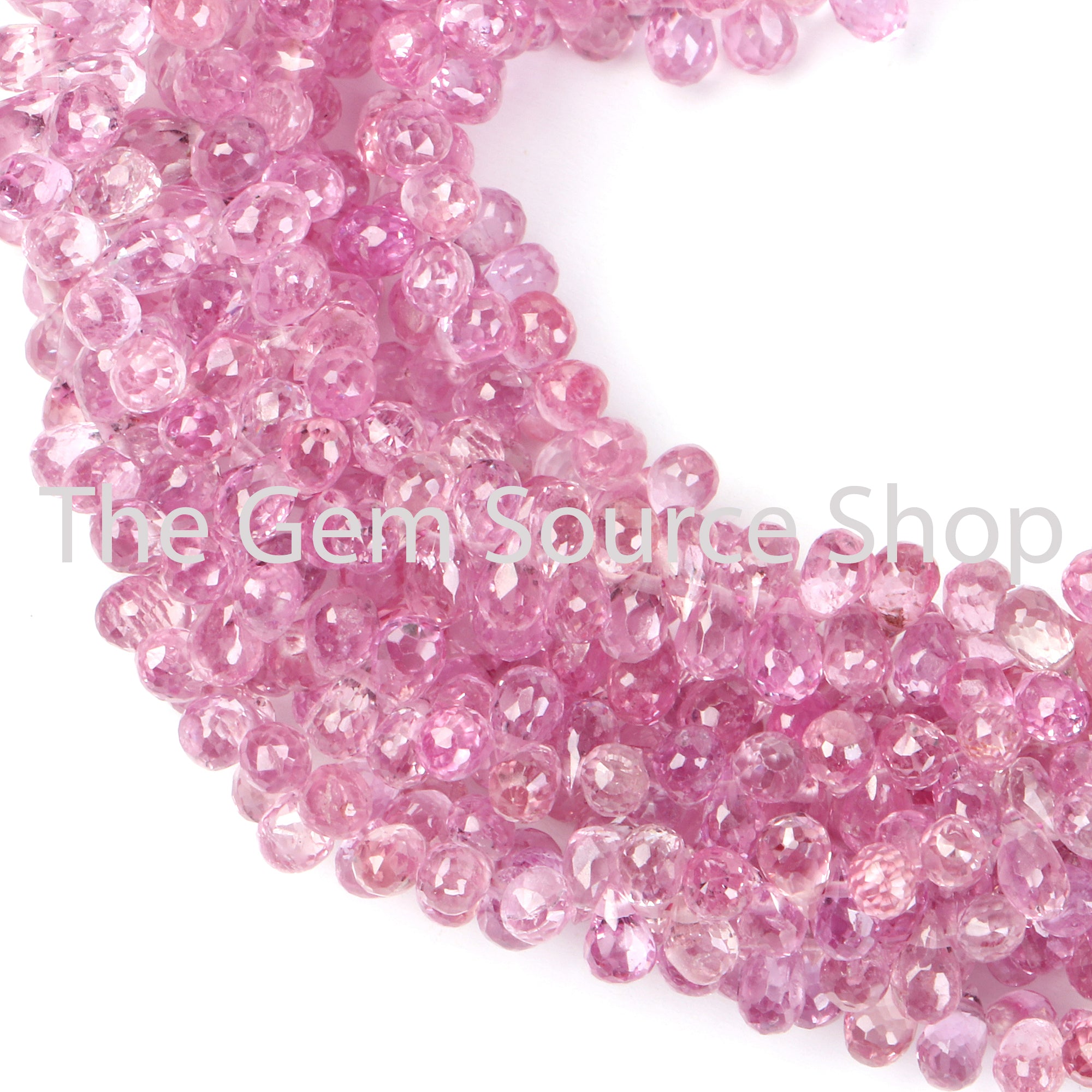 Burma Pink Sapphire Faceted Drops Shape Beads TGS-2225