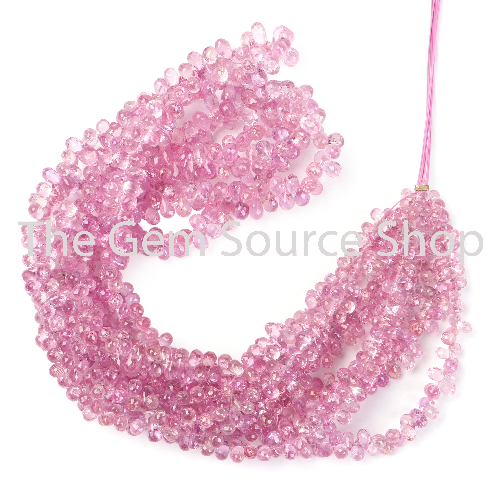 Burma Pink Sapphire Faceted Drops Shape Beads TGS-2225