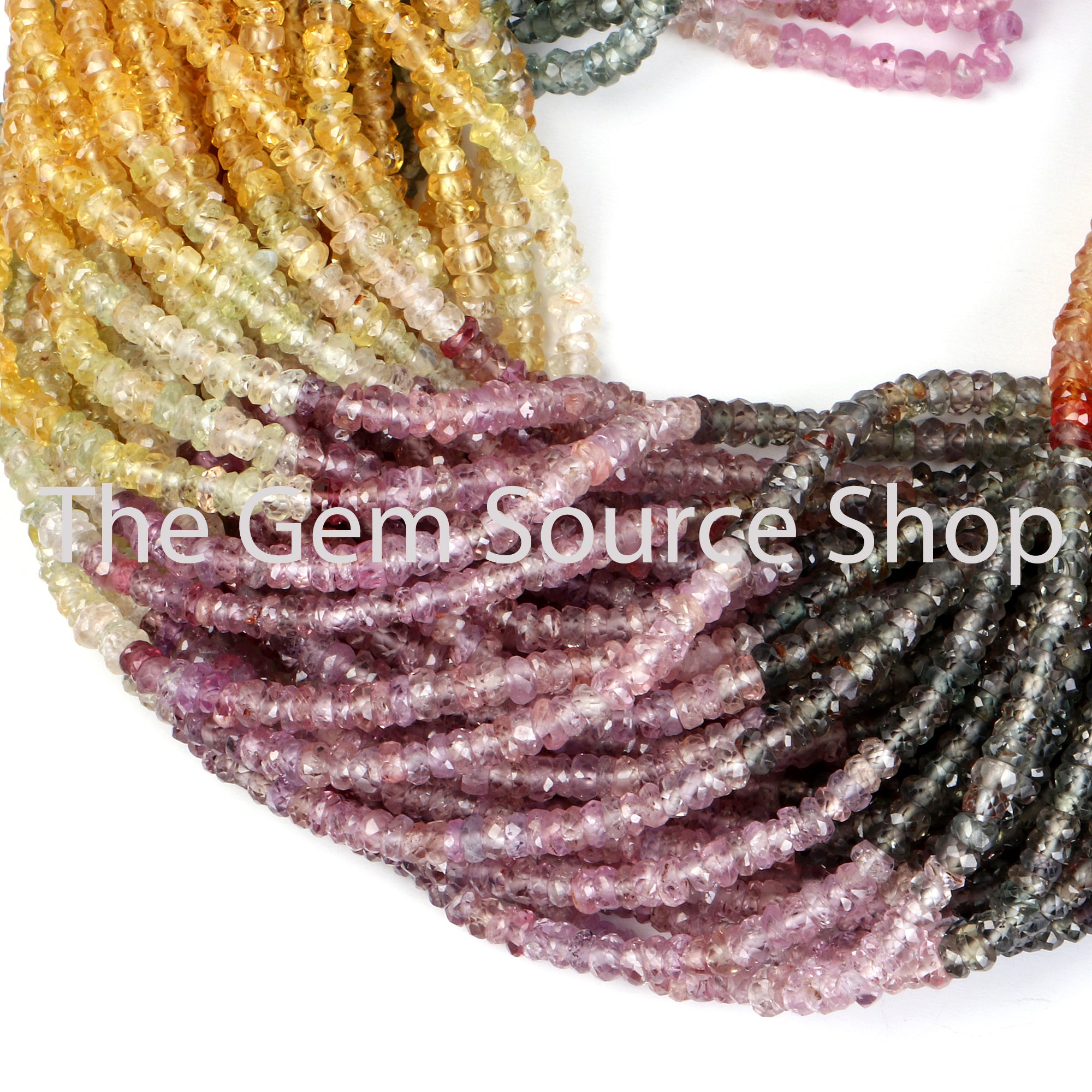 Multi Sapphire Faceted Rondelle Shape Beads TGS-2232