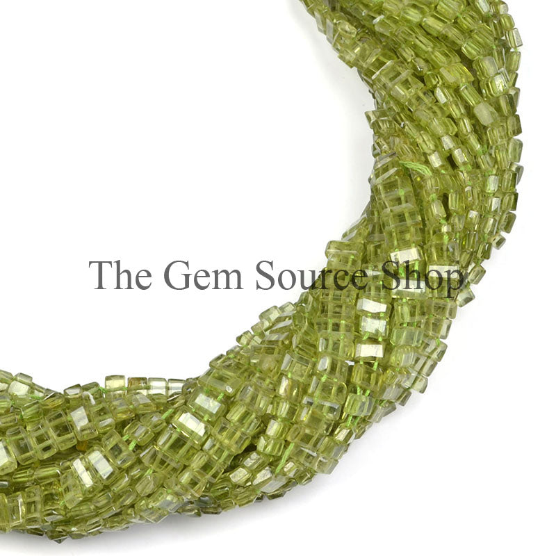 Peridot Faceted Cushion Shape Gemstone Beads TGS-0225