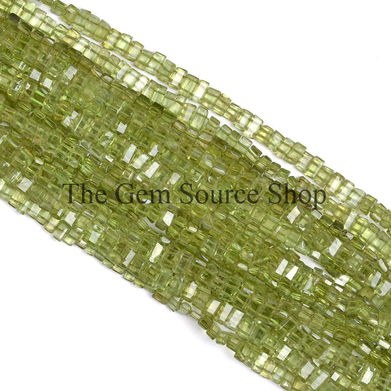 Peridot Faceted Cushion Shape Gemstone Beads TGS-0225