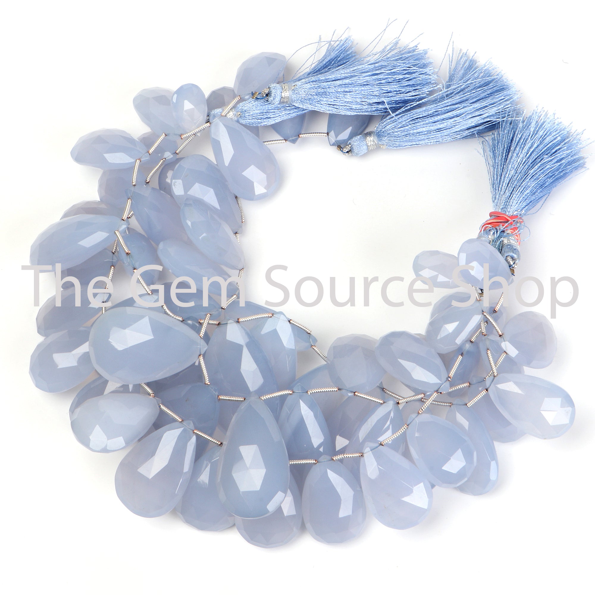 Natural Chalcedony Faceted Pear Shape Gemstone Beads TGS-2277