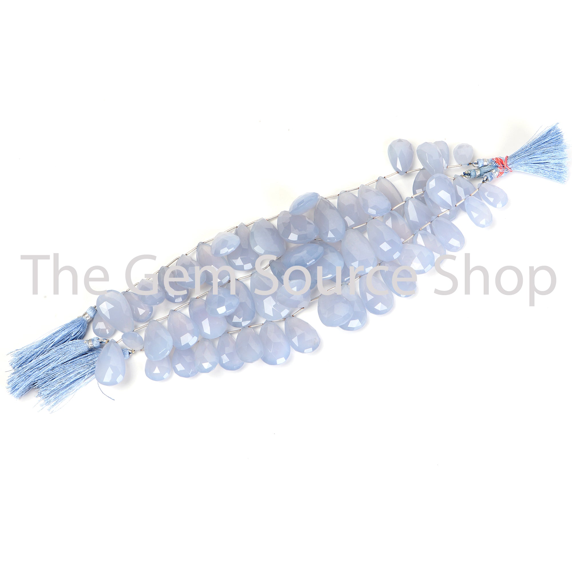 Natural Chalcedony Faceted Pear Shape Gemstone Beads TGS-2277